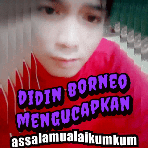 a man in a red shirt says ' didin borneo mengucapkan '