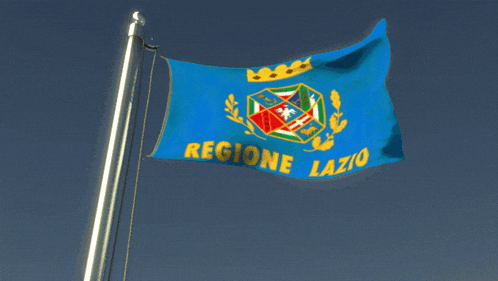 a blue flag that says " regione lazio " on it