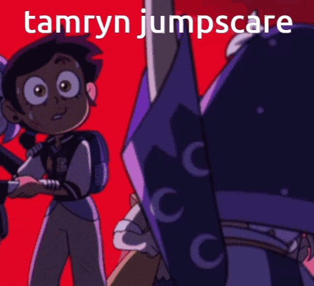 tamryn jumpscare is written on a poster with cartoon characters