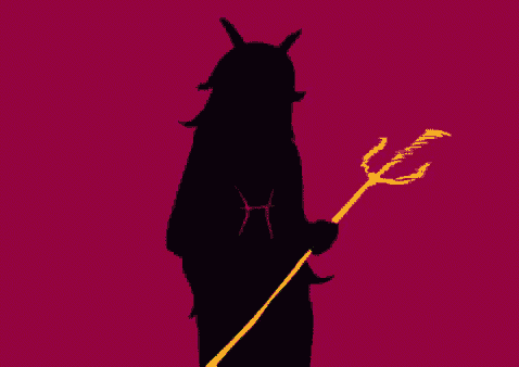 a silhouette of a statue of liberty with a yellow beam coming out of it