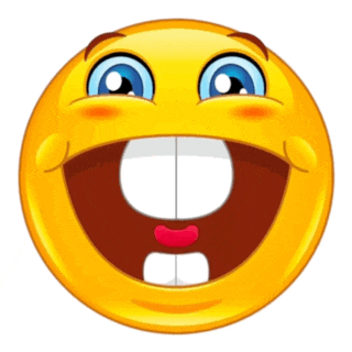 a yellow smiley face with a big smile and a missing tooth