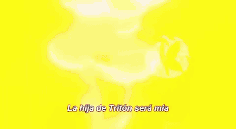a cartoon character with the words la hija de triton sera mia on the bottom right
