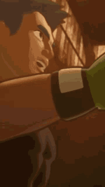 a cartoon of a man holding a bottle of wine in his hand .