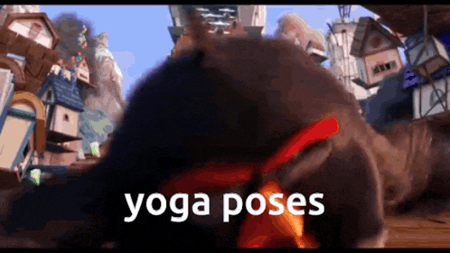 a video of a bear doing yoga poses