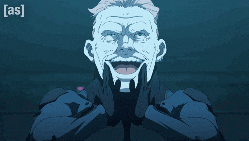 a cartoon drawing of a man with his hands on his face and the words [ as ] above him