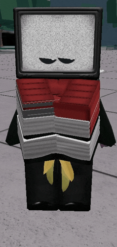 a cartoon character with a mustache and a tv head