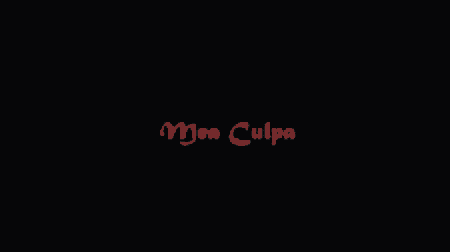 a black background with snowflakes and the word mea culpa in red