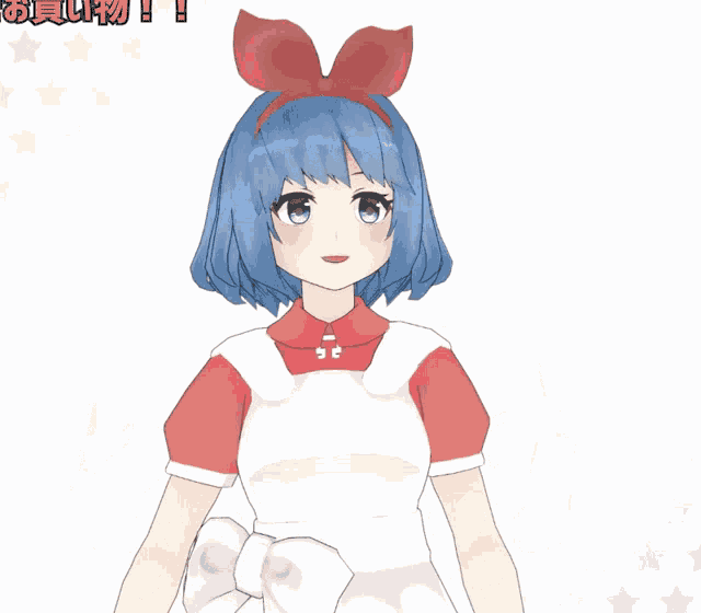 a girl with blue hair is standing in front of a sign that says ' a '