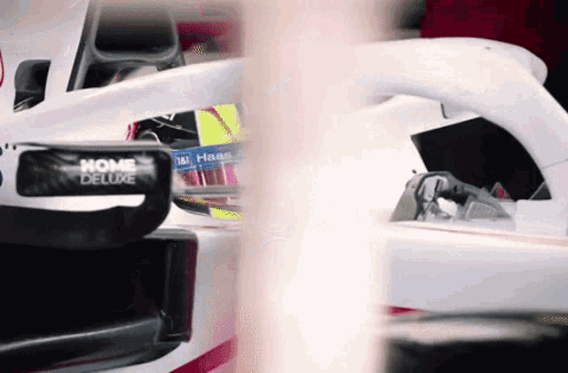 a close up of a race car that says home deluxe