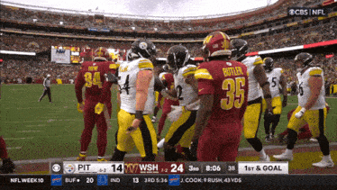 a cbs nfl broadcast of a football game between the pittsburgh steelers and the washington redskins