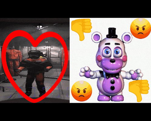 a picture of a man in a heart next to a picture of a teddy bear with thumbs down emojis