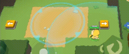 a cartoon character is standing in a field with a circle around him .