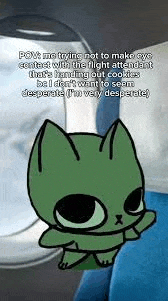 a cartoon cat is sitting on an airplane talking to a flight attendant .