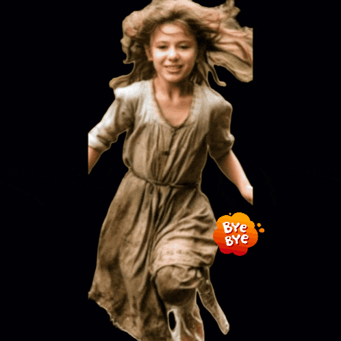 a picture of a girl with a bye bye sign