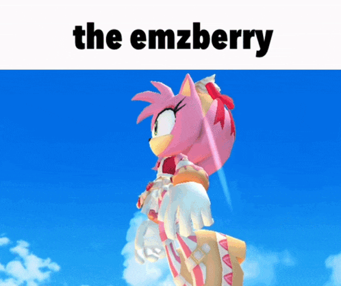 a picture of amy from sonic the hedgehog with the words the emzberry above her