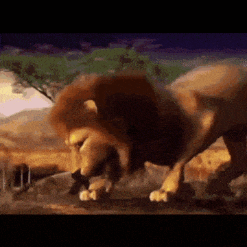 a painting of a lion eating another lion 's tail
