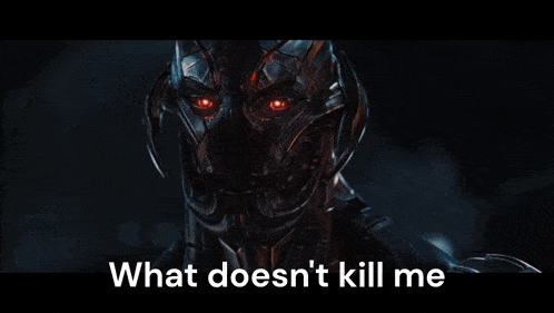 a picture of a robot with the words " what does n't kill me " on the bottom