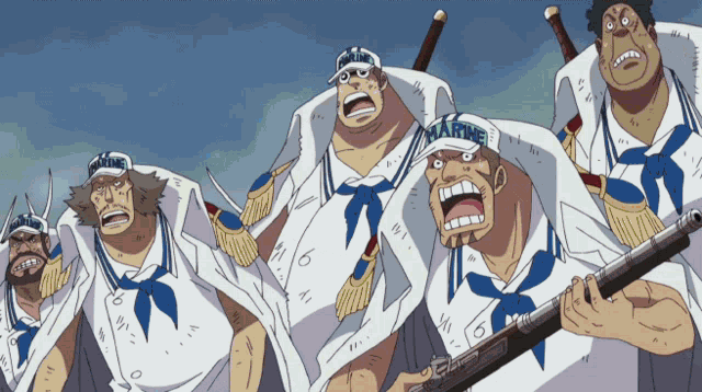a group of men wearing white uniforms with the word marine on their hats