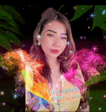 a picture of a woman with the words " i love myself except dyosh "