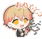 a cartoon of a boy in a suit holding a ribbon and saying `` congratulations '' .