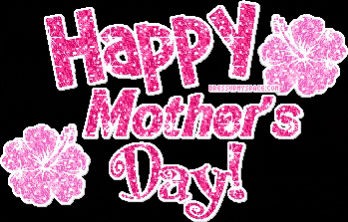 a happy mother 's day greeting with pink flowers on a black background