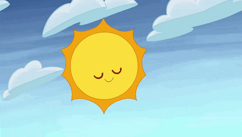 a cartoon sun with a surprised expression on its face