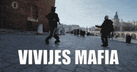 a poster that says vivijes mafia in white letters