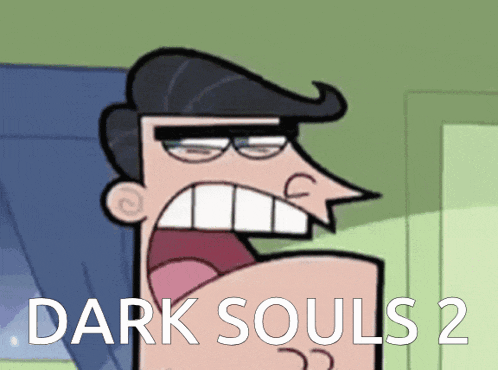 a cartoon character with the words dark souls 2 written below him