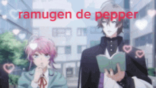 a couple of anime characters are standing next to each other on a street .
