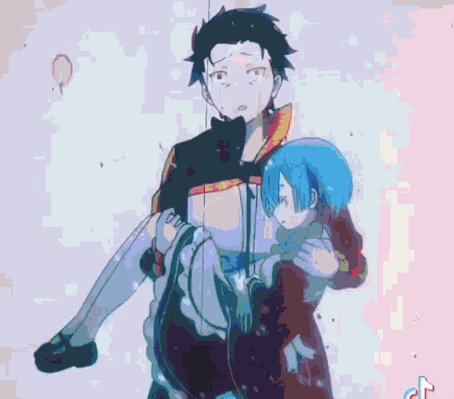 a man is carrying a girl in his arms while a girl is crying .