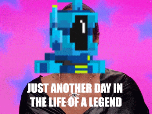 a pixelated image of a woman with the words just another day in the life of a legend below it
