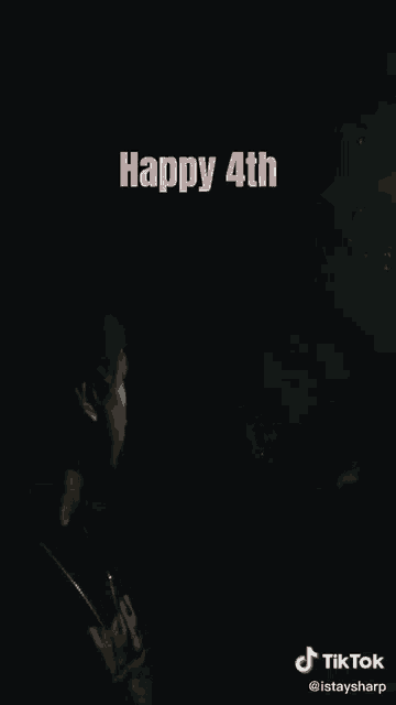 a man watching fireworks with the words happy 4th on the bottom
