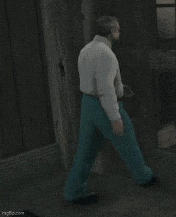 a man in a video game is walking with a disconnected sign above his head