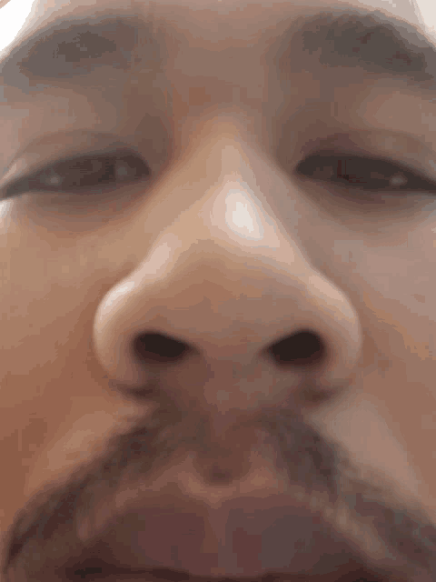 a close up of a man 's nose and mustache