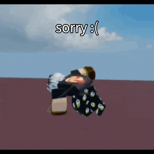 a cartoon character is falling down with the words sorry written on the bottom