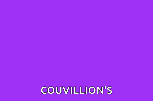 a purple background with a trumpet and the words " couvillion 's " on it