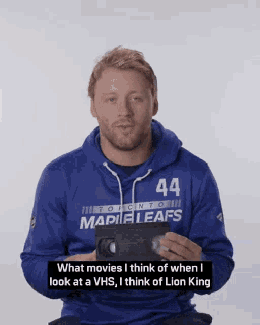 Morgan Rielly What Movies I Think Of When I Look At A Vhs GIF - Morgan Rielly What Movies I Think Of When I Look At A Vhs I Think Of Lion King GIFs