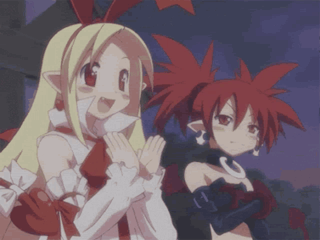 a couple of anime characters one of which has the letter c on her sleeve