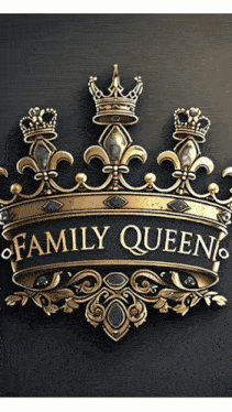 a crown with the words family queen written on it