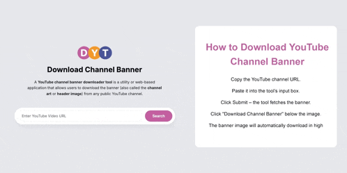 a screenshot of a youtube channel banner downloader tool