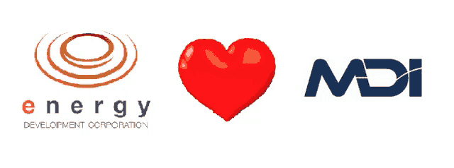 a logo for energy development corporation with a red heart