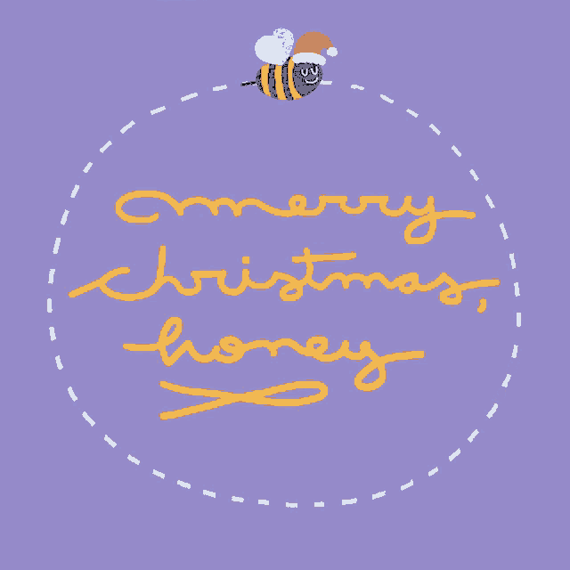 a purple background with the words merry christmas honey and a bee