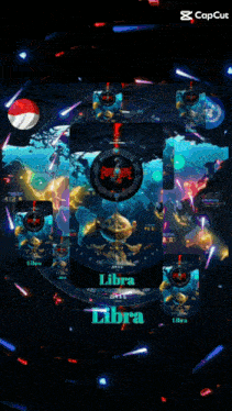 a blue background with the word libra on it