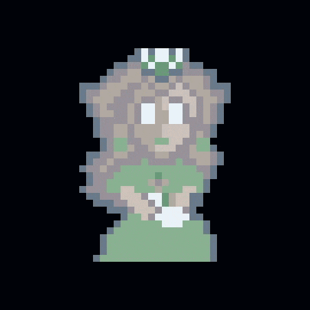 a pixel art drawing of a statue with a white face