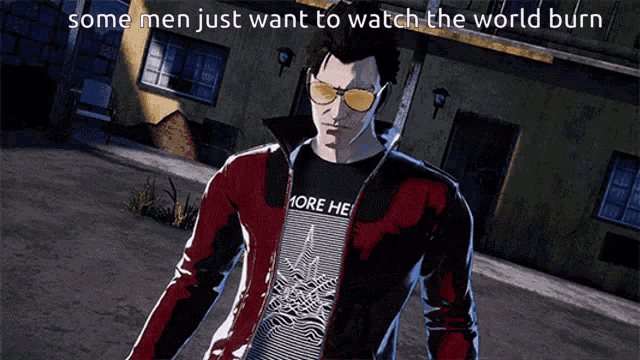Some Men Just Want To Watch The World Burn Travis Touchdown GIF - Some Men Just Want To Watch The World Burn Travis Touchdown Travis GIFs