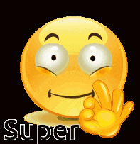 a cartoon smiley face giving a thumbs up with the word super behind it