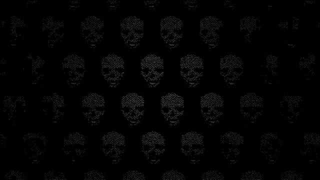 a pattern of skulls on a black background