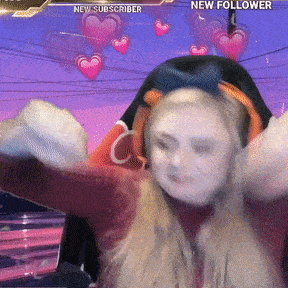 a new follower is displayed above a girl in a video game