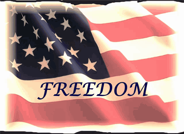 an american flag with the word freedom written below it