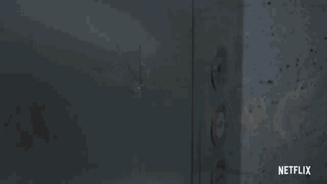a netflix ad shows a man in a red suit holding a sword